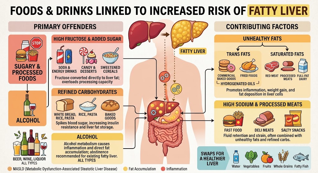 Foods and Drinks Linked to Increased Risk of Fatty Liver