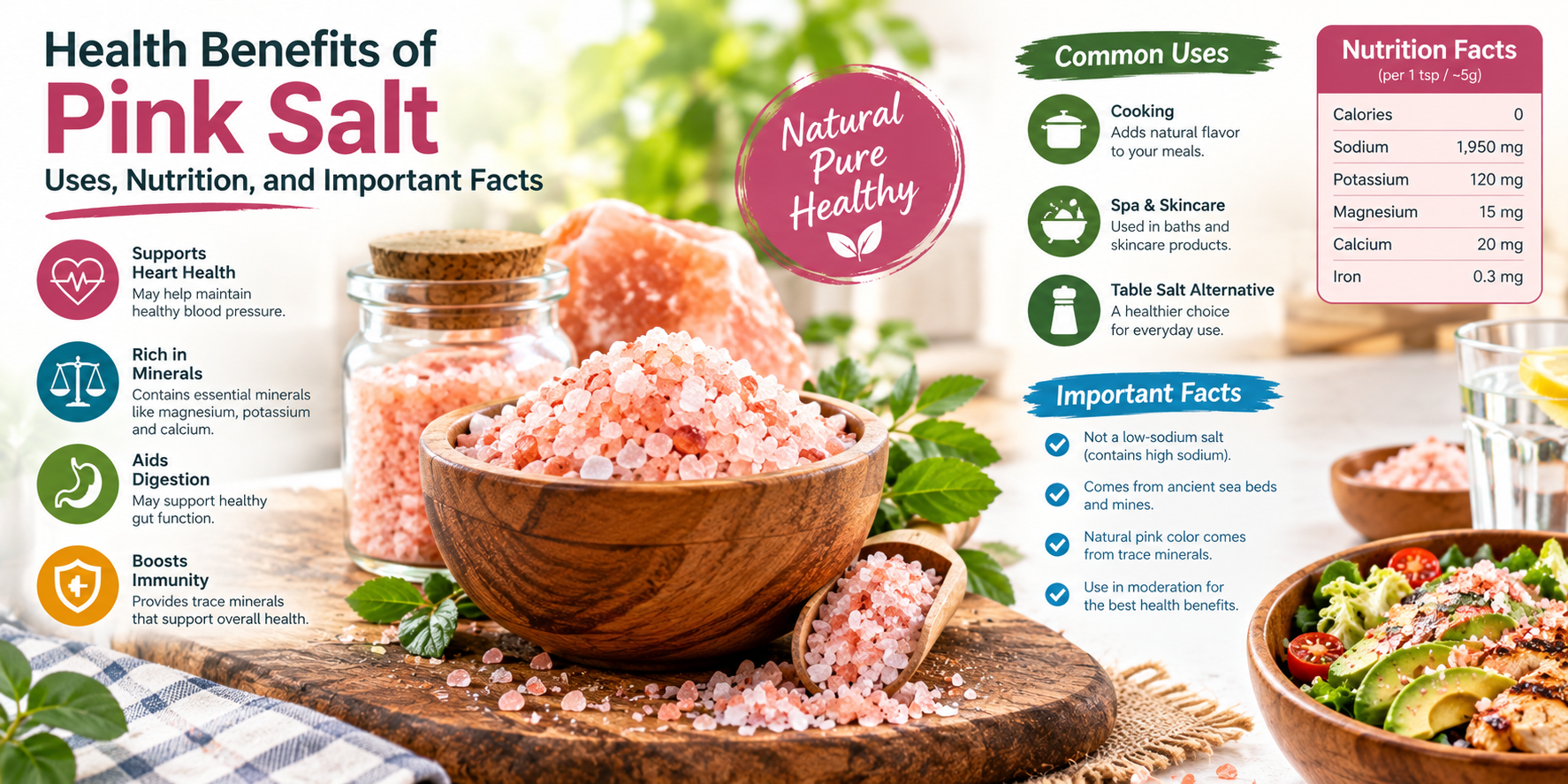 Health Benefits of Pink Salt: Uses, Nutrition, and Important Facts