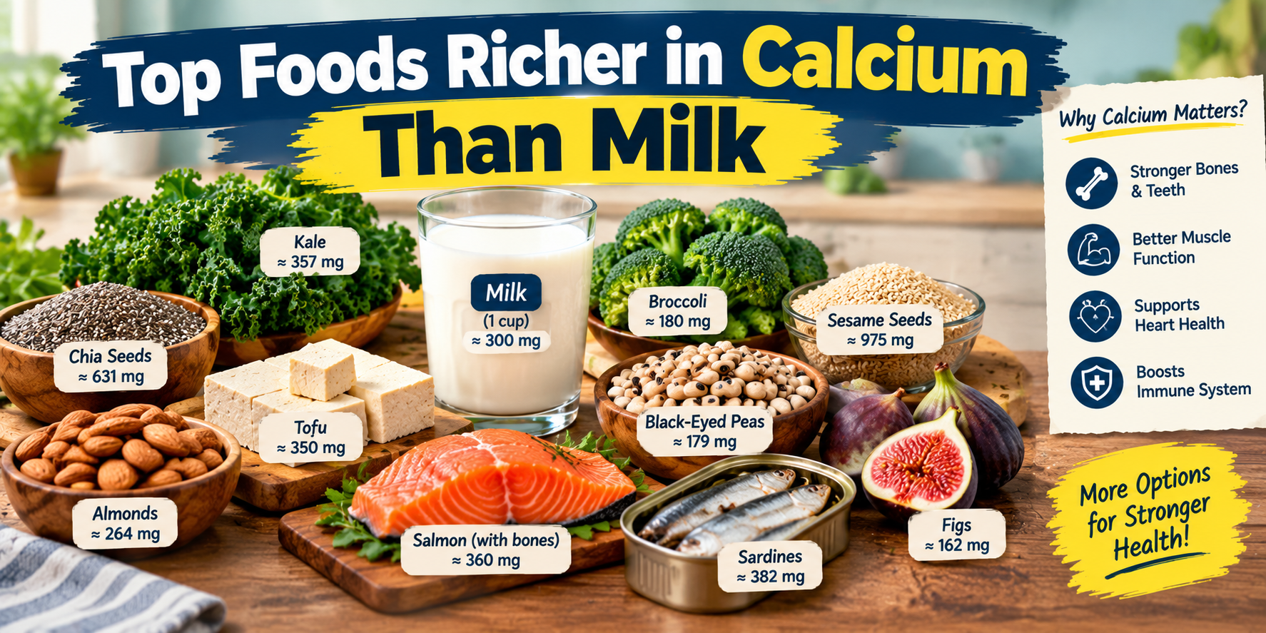 Top Foods Richer in Calcium Than Milk